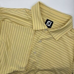 FootJoy FJ Mens Polo Size XL Yellow Striped Spandex Blend Golf Shirt Polyester